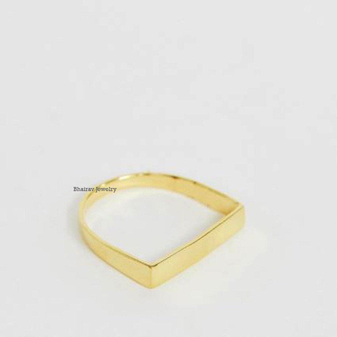 Flat Baar Ring 925 Sterling Silver Gold Plated Baar Ring Etsy