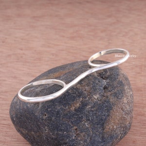 Buddy Splint Ring, 925 Sterling Silver Geometric Pip Joint Ring, Finger Splint Ring, Two Finger Ring, Splint Band