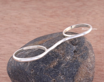 Anello di supporto per artrite in argento sterling: anello geometrico a due dita per l'artrite