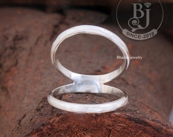 Handmade Sterling Silver Swan Splint Ring: Geometric Midi Ring