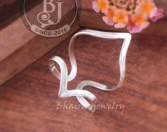 Handmade Sterling Silver Chevron Splint Ring: Midi Ring for Women