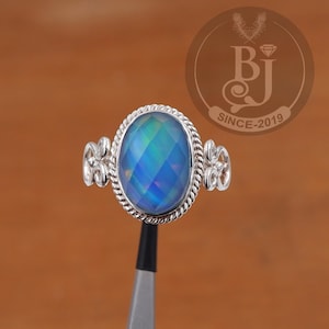 Gorgeous Aurora Opal Ring - Sterling Silver Aurora Opal 10x14 mm Oval Ring - Opal Ring - Opal Jewellery - Women Silver Ring - Birthday Gift