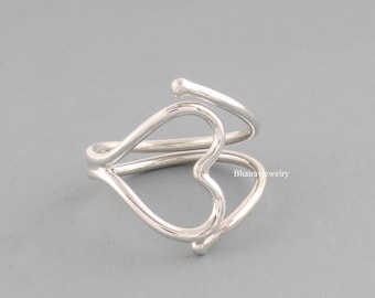 Sterling Silver Heart Splint Ring: Handmade Finger Support