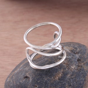925 Sterling Silver Joint Splint Finger Ring, Lateral Deviation Splint, Boutonniere finger Splint, Geometric Ring, Sterling Silver Ring