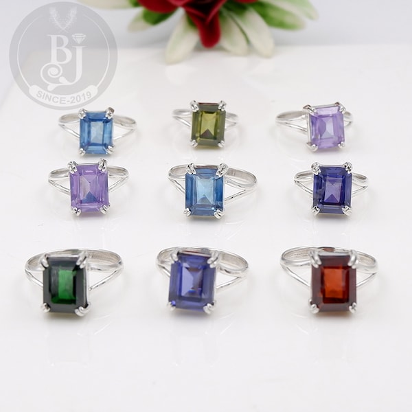 Amazing Quality Handmade 925 Sterling Silver Multi-Color Octagon Cut 8x10 mm Gemstone Ring - Womens Ring - Mens Ring - Beautiful Rings