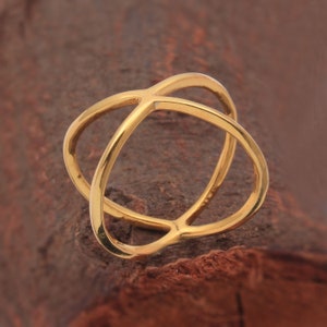 Criss Cross Ring, 925 Sterling Silver Gold Plated X Ring, Open X Ring, Gold X Ring, X Cross Ring, Silver Ring, Dainty Silver Ring,
