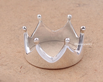 Handmade Sterling Silver Crown Ring: Princess Jewelry