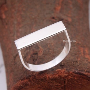 Open Flat Ring, 925 Sterling Silver Simple Bar Ring, Flat Bar Ring, Silver Stacking Ring, Silver Bar Ring, Christmas Ring