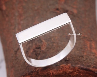 Open Flat Ring, 925 Sterling Silver Simple Bar Ring, Flat Bar Ring, Silver Stacking Ring, Silver Bar Ring, Christmas Ring