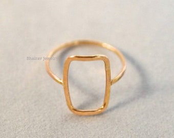 Skinny Gold Rectangle Ring, 925 Sterling Silver Gold Filled Ring, Rectangle Ring Silver, Geometric Ring Silver, Wedding Ring