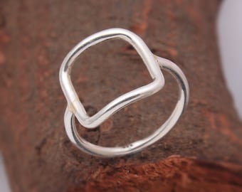 Sterling Silver Square Ring: Handmade Modern Geometric Jewelry