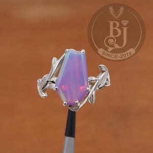 Amazing Opal Coffin Art Deco Ring - 925 Sterling Silver Opal Jewelry - Women Ring - Wedding Engagement Ring - Birthstone Ring Jewelry
