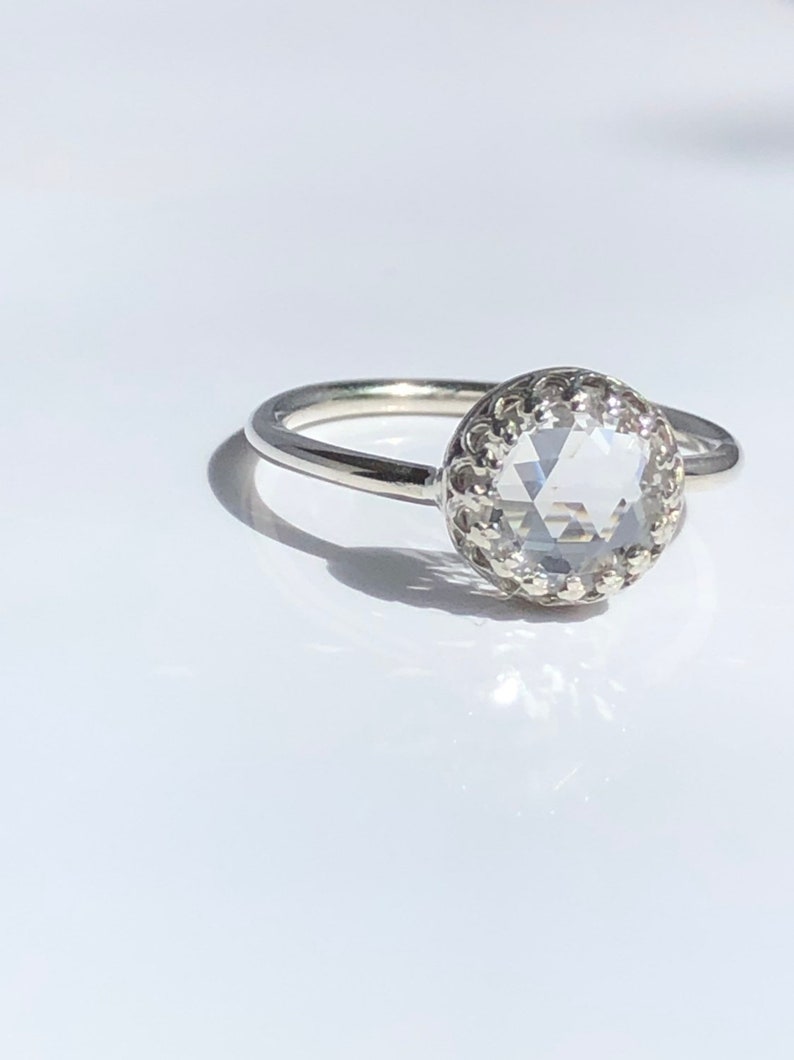 Sterling Silver Engagement Ring Affordable Engagement Ring Rose Cut Ring, Double Rose Cut Cubic Zirconia Engagement Ring