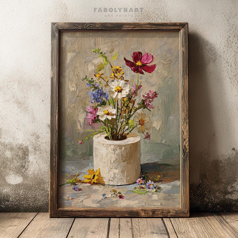 Rustic Floral Toilet Paper Print, Vintage Bathroom Decor, Retro Botanical Wall Art Print image 2