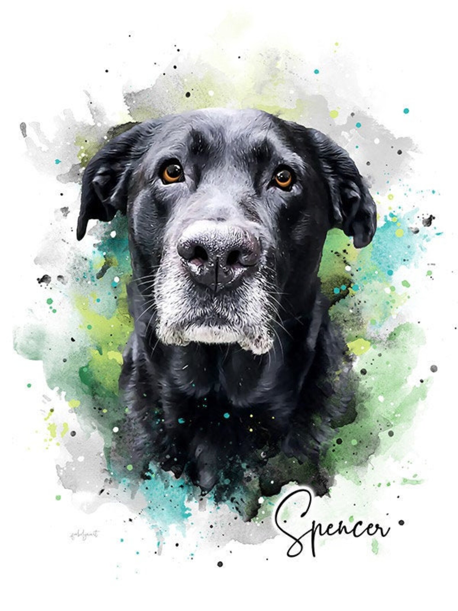Custom Pet Art Digital Watercolor Pet Art Commission Etsy