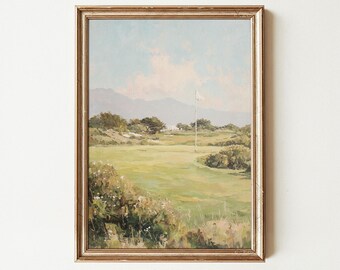 Vintage Golf Wall Art Print, Classic Golf Course Painting, Retro Sports Decor