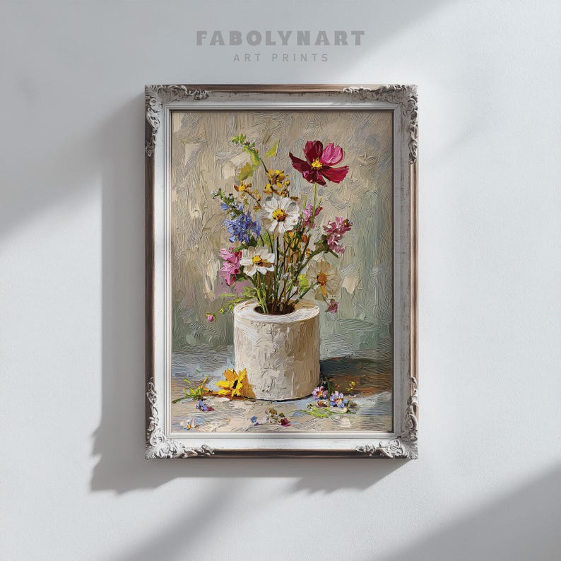 Rustic Floral Toilet Paper Print, Vintage Bathroom Decor, Retro Botanical Wall Art Print image 7
