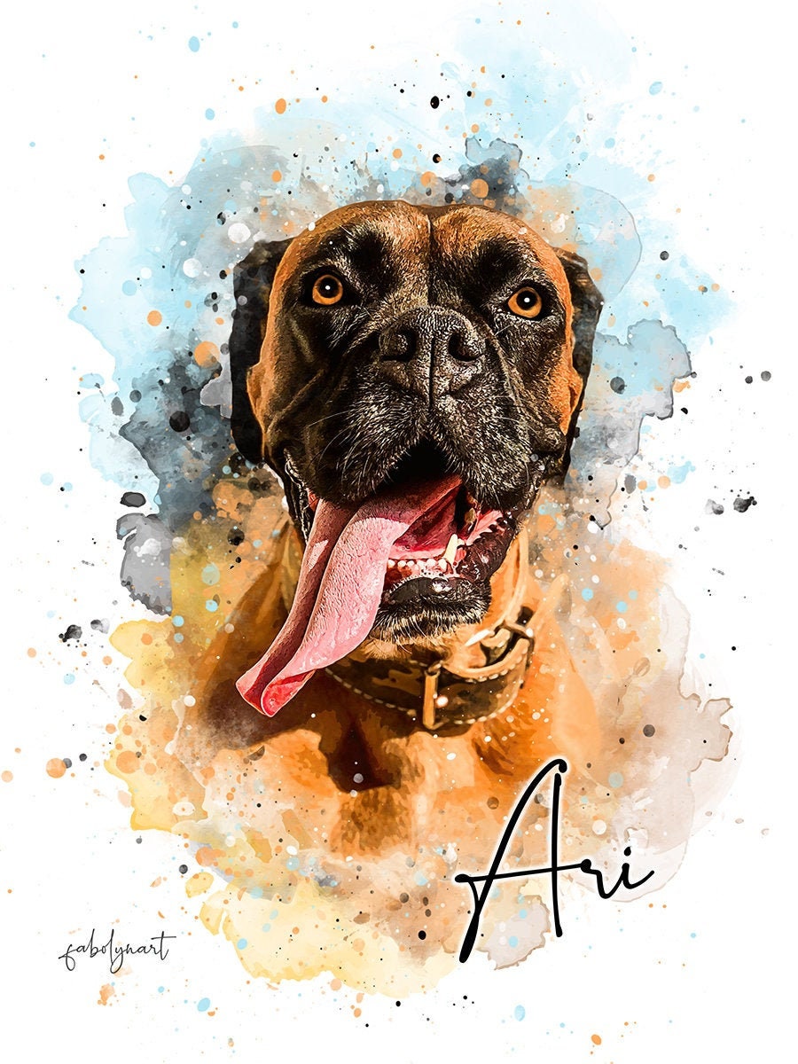 Pet Portrait Custom Dog Portrait Dog Painting Watercolor | Etsy