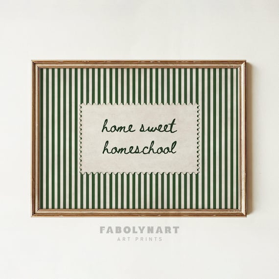 Home Sweet Homeschool Wall Art Print, Homeschool Room Sign, Vintage Classroom Decor