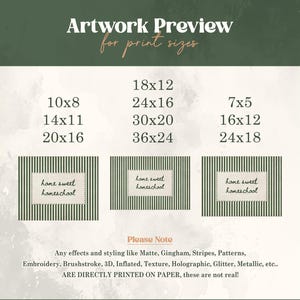 Artwork preview shows print sizes and three samples with "home sweet homeschool" text.