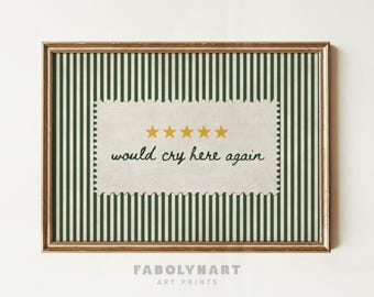 Would Cry Here Again Wall Art Print, Vintage Therapy Office Decor, Funny Gift For Therapist