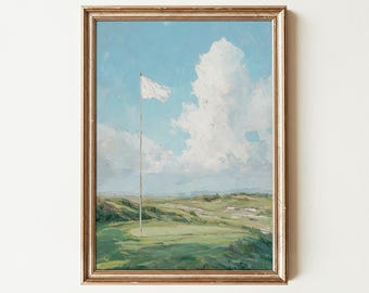 Vintage Golf Course Wall Art Print, Classic Golf Painting, Retro Sports Decor