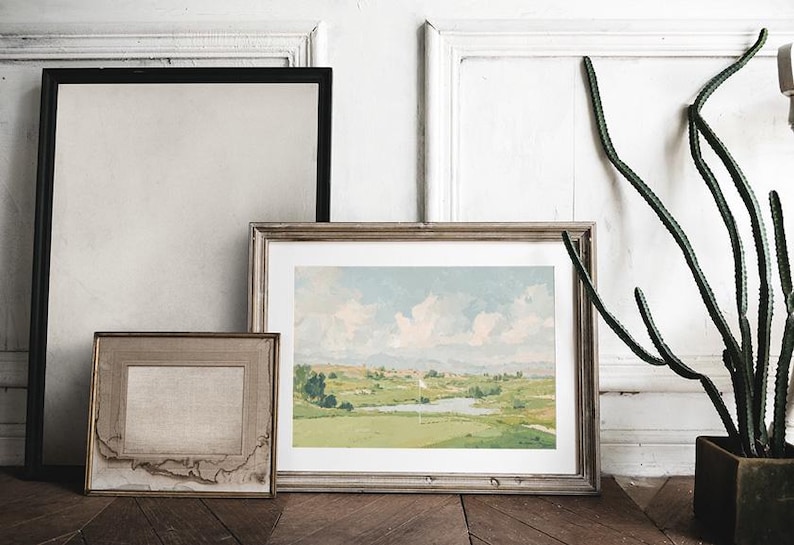Vintage Golf Course Print Wall Art, Antique Sports Painting, Country Landscape Decor, Rustic Golf Club Poster image 7