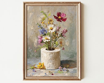 Rustic Floral Toilet Paper Print, Vintage Bathroom Decor, Retro Botanical Wall Art Print