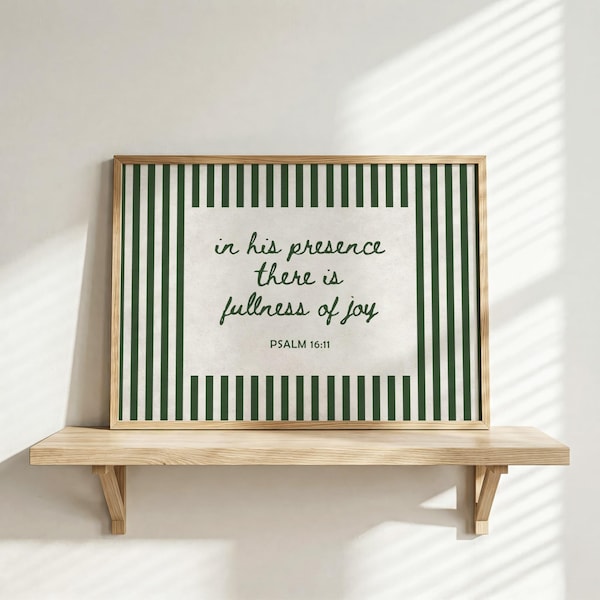 Psalm 16:11 Wall Art, Christian Scripture Print, In His Presence there is Fullness of Joy, Minimalist Bible Verse Art