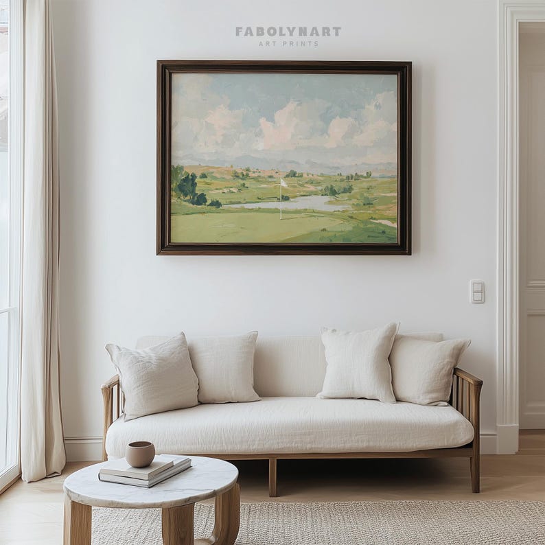 Vintage Golf Course Print Wall Art, Antique Sports Painting, Country Landscape Decor, Rustic Golf Club Poster image 6
