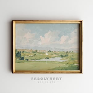 Vintage Golf Course Print Wall Art, Antique Sports Painting, Country Landscape Decor, Rustic Golf Club Poster image 9