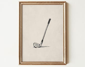 Golf Club Wall Art Print, Gift for Golfer Dad, Vintage Golfing Sketch Decor