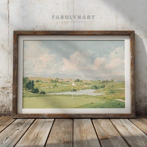 Vintage Golf Course Print Wall Art, Antique Sports Painting, Country Landscape Decor, Rustic Golf Club Poster image 12