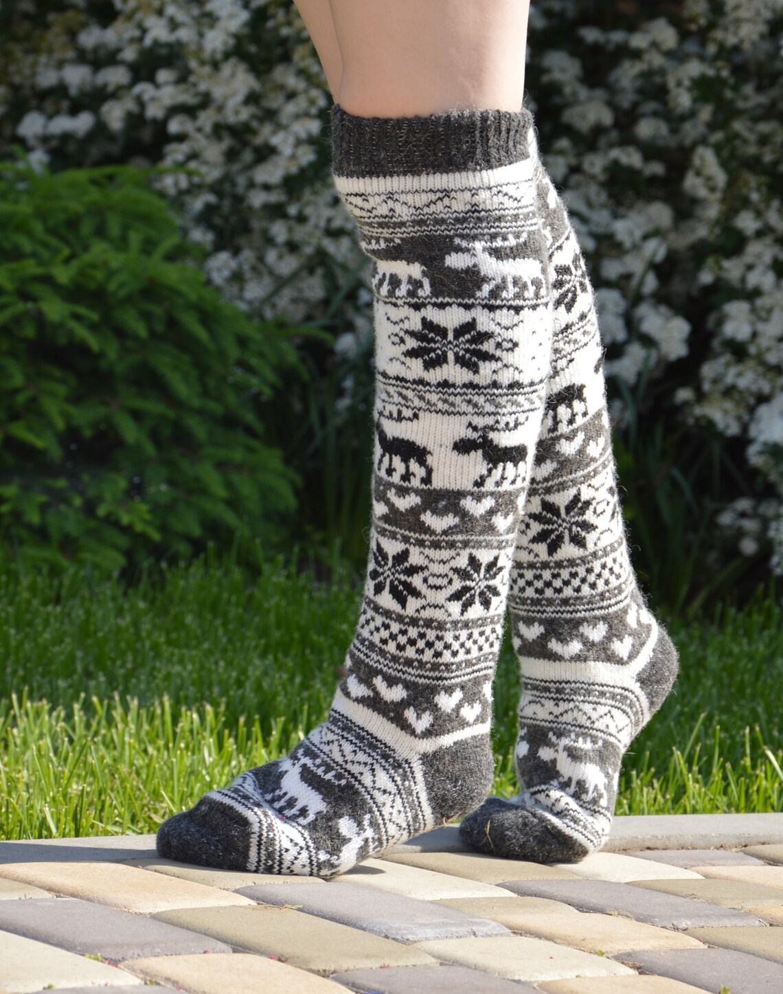 Sheep wool knee socks 100 wool mohair cashmere High knee Etsy