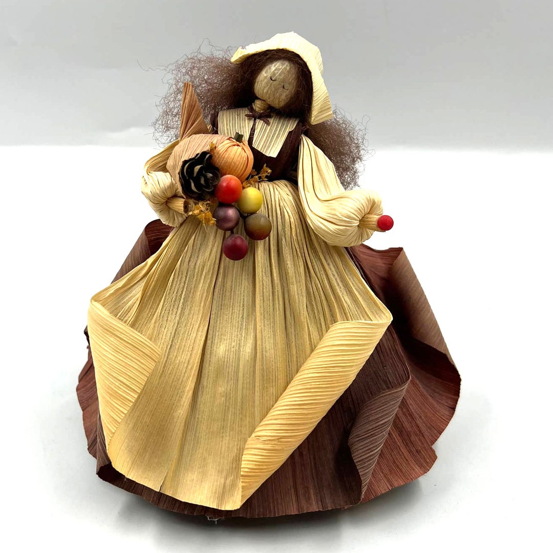 Vintage Nan's Anderson Folk Art Corn Husk Doll Fall Etsy