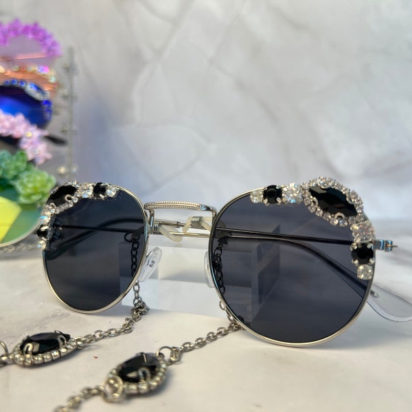 Dark Princess Sunnies - Festival Bling Sunglasses - Colorful rhinestone fun summer shades