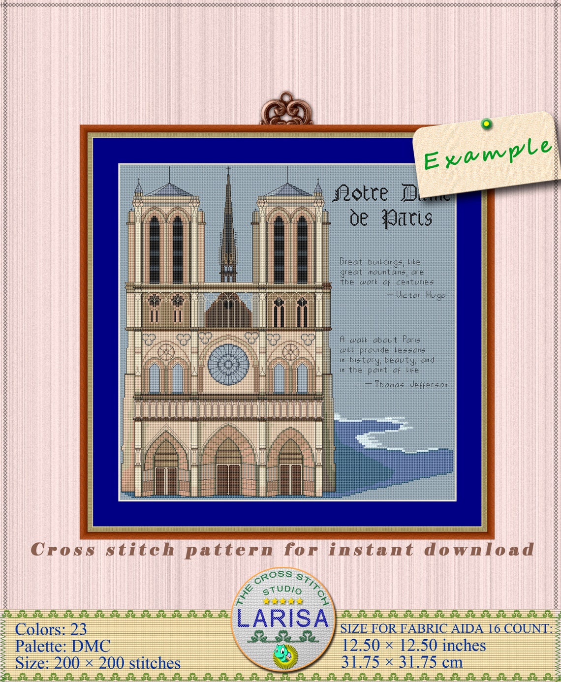 Notre Dame Cross Stitch Pattern NotreDame de Paris Etsy