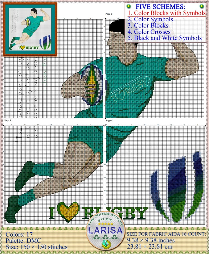 Rugby Cross Stitch Pattern Rugby Union Rugby Player Etsy