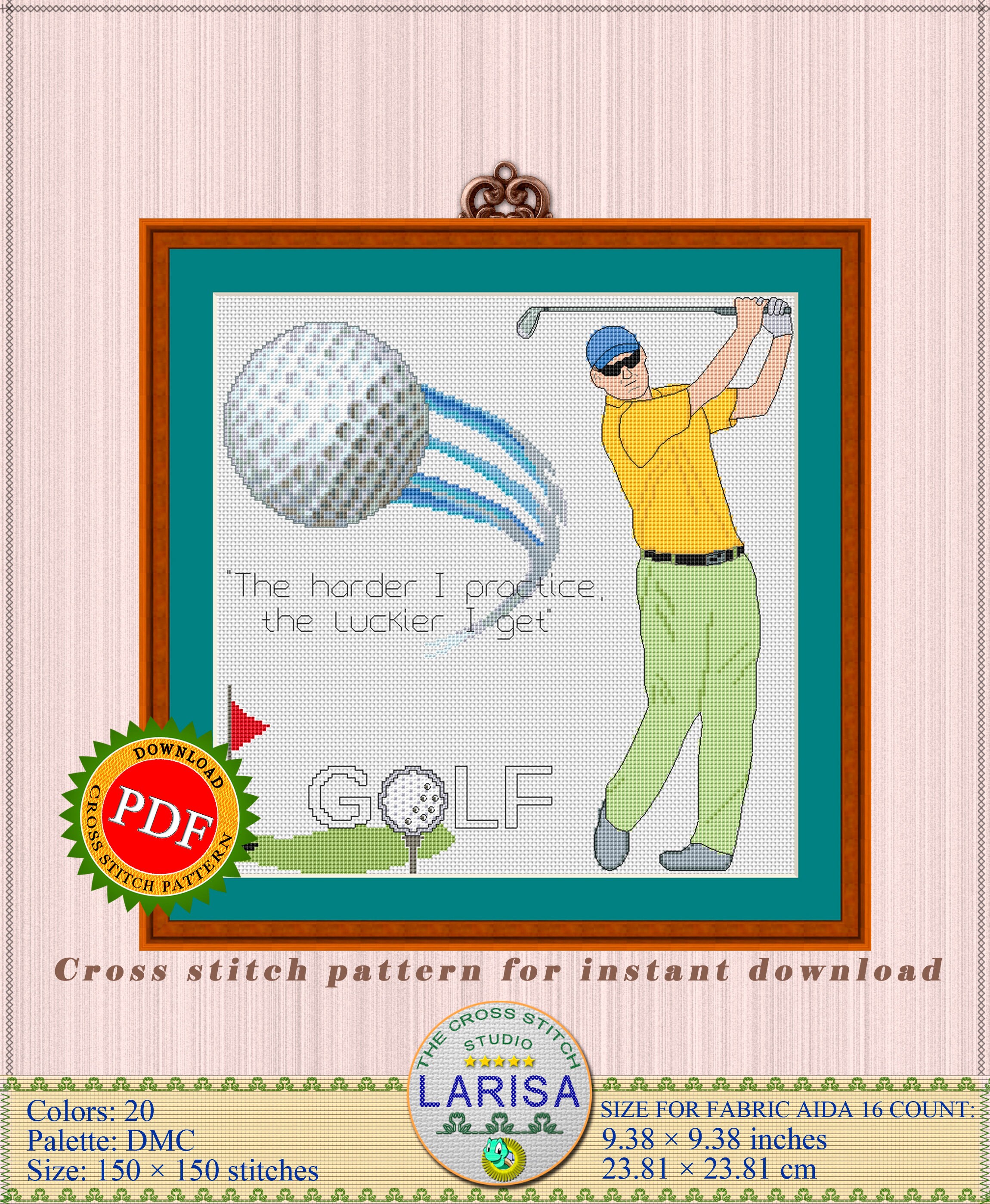 Golf Cross Stitch Pattern Golfer Golfing on Etsy