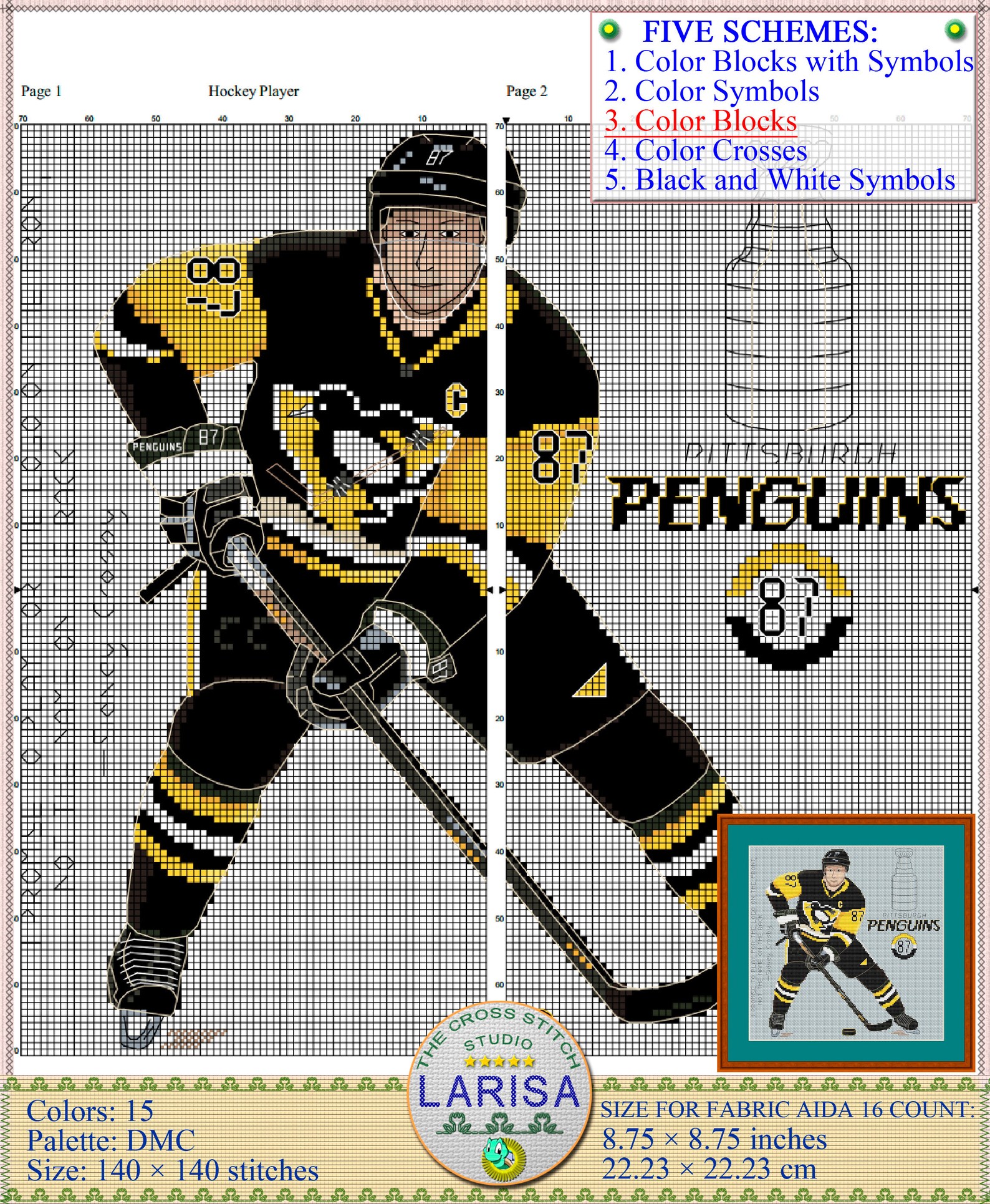 Hockey Player Cross Stitch Pattern Sidney Crosby Center Etsy