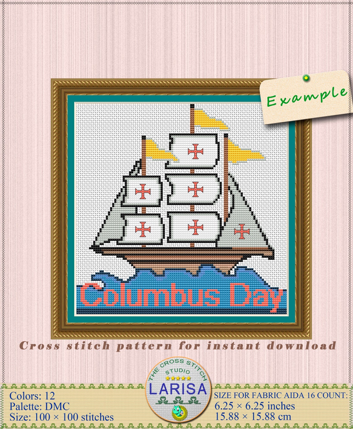 Columbus Day Cross Stitch Pattern Etsy