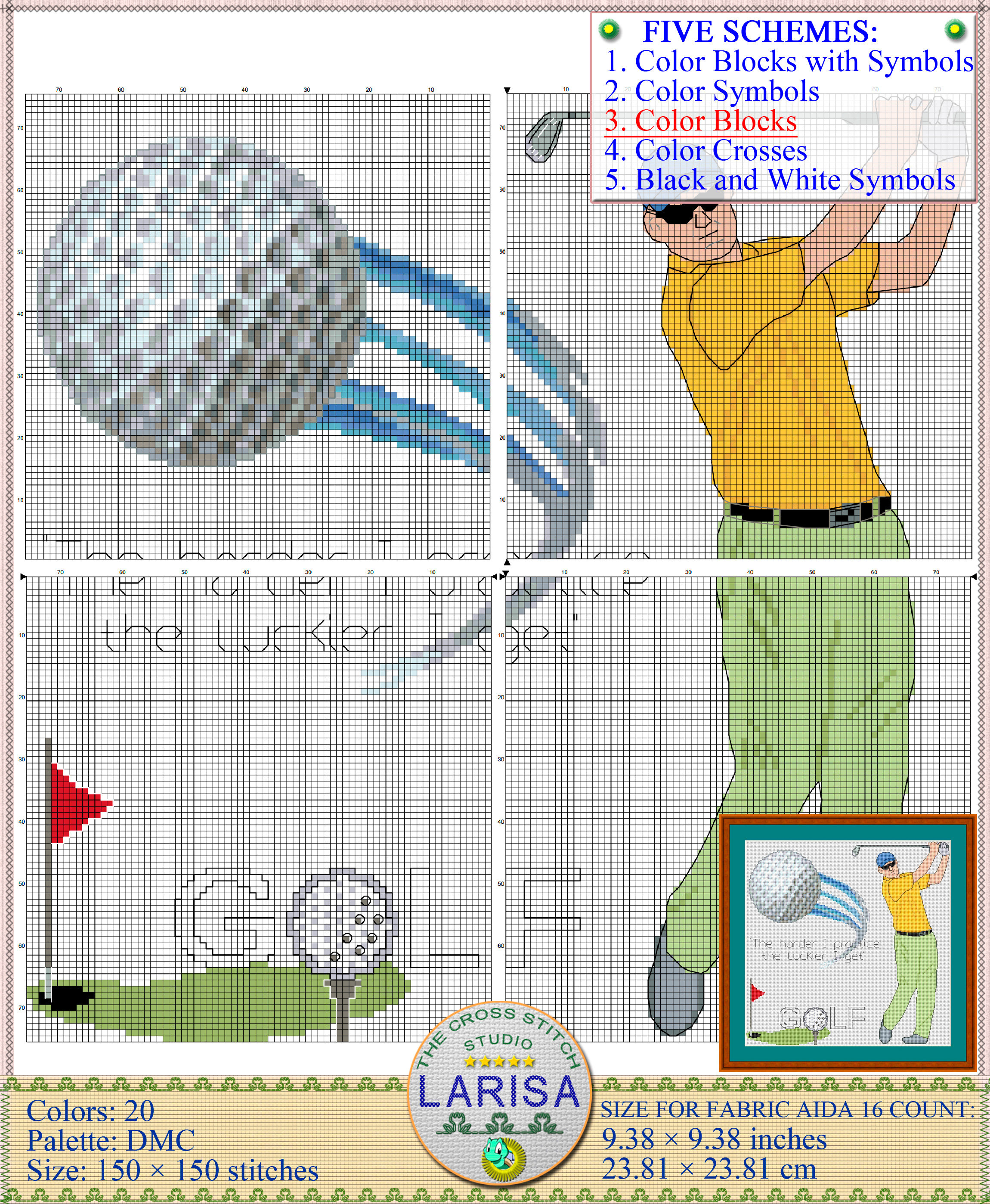 Golf Cross Stitch Pattern Golfer Golfing Etsy