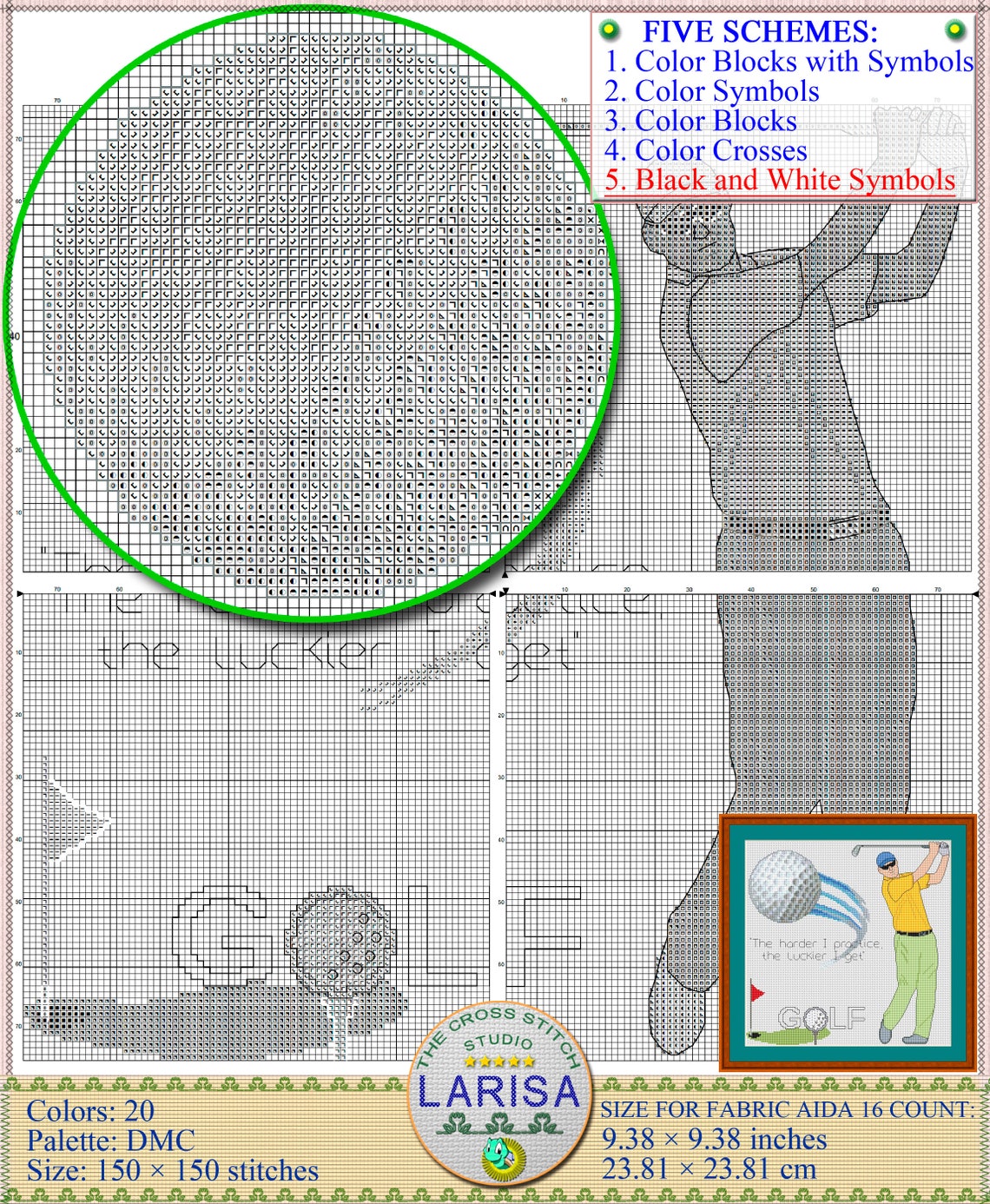 Golf Cross Stitch Pattern Golfer Golfing Etsy