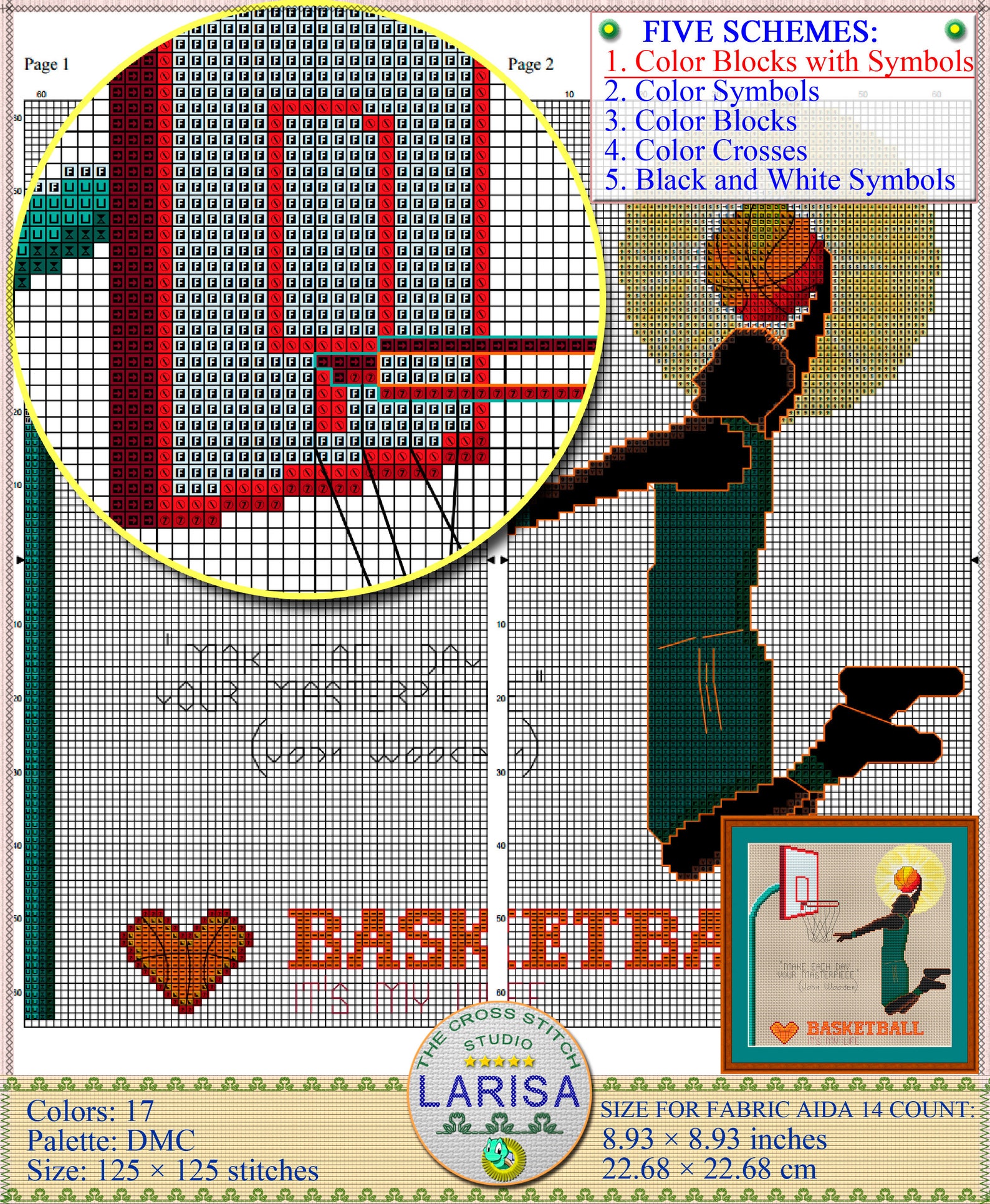 Basketball cross stitch pattern