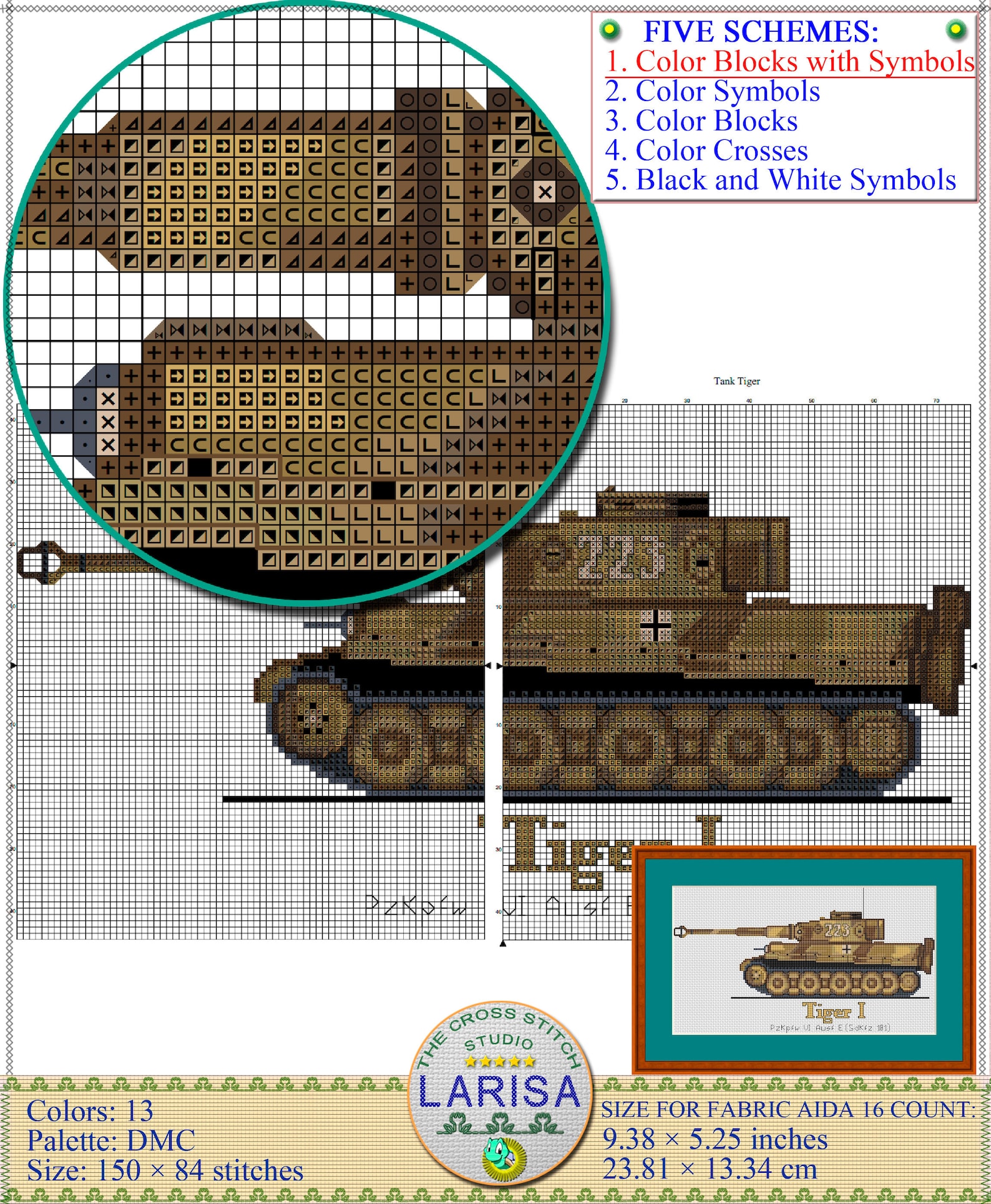Tank Tiger Cross Stitch Pattern Etsy