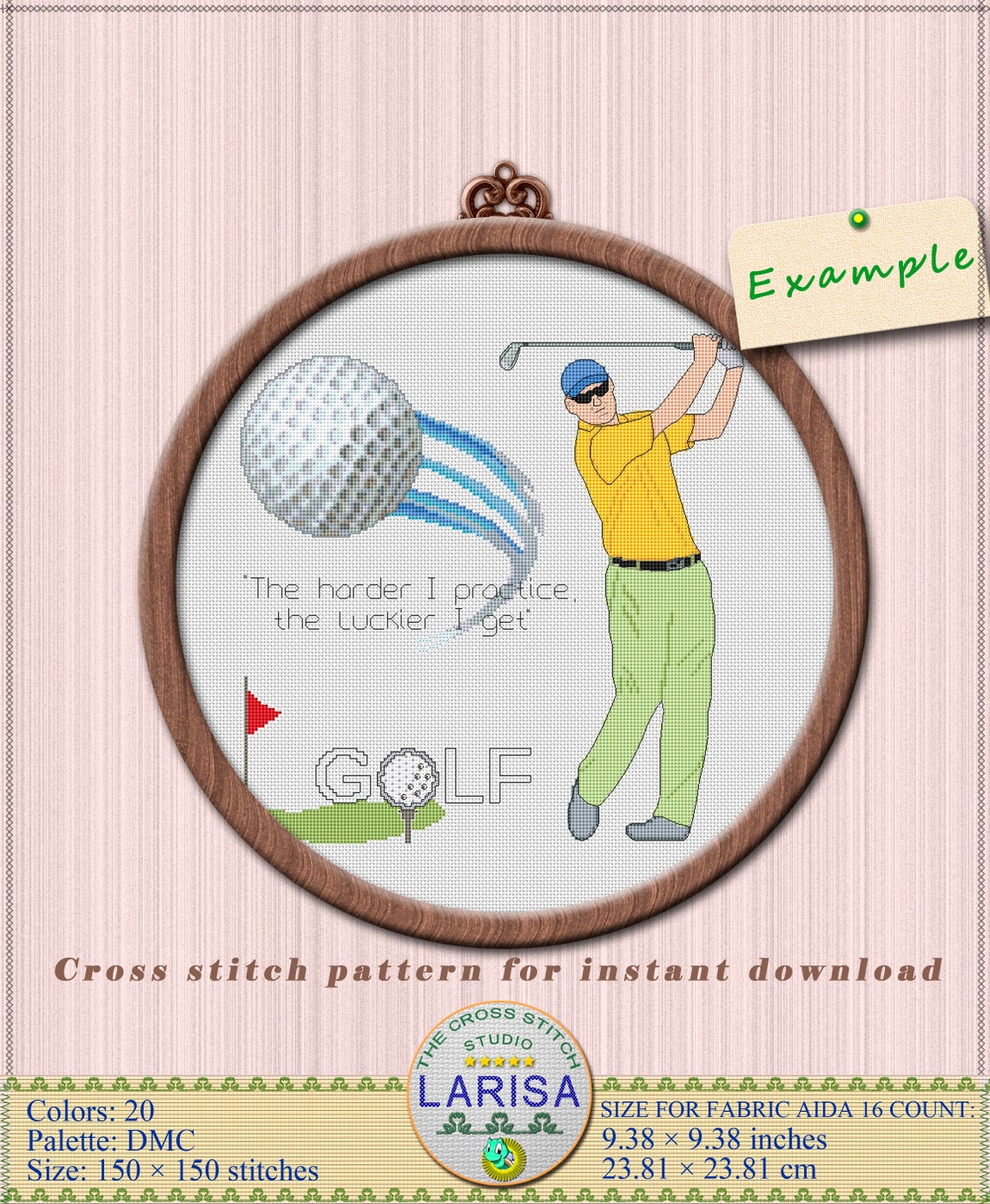 Golf Cross Stitch Pattern Golfer Golfing | Etsy