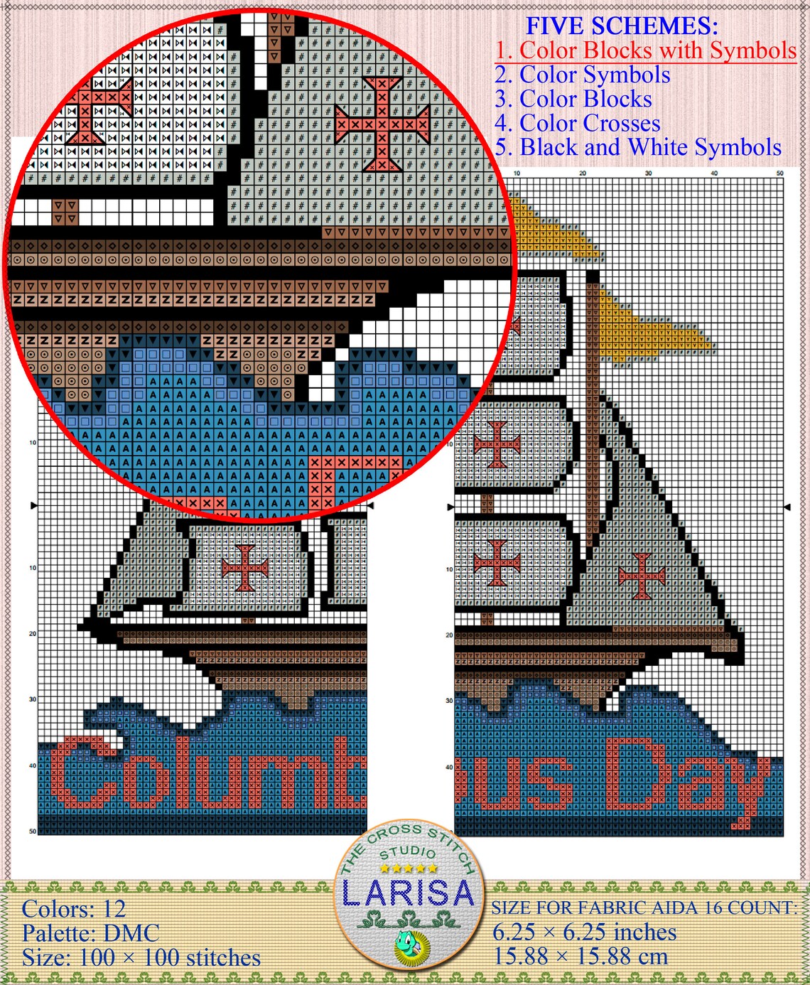Columbus Day Cross Stitch Pattern Etsy