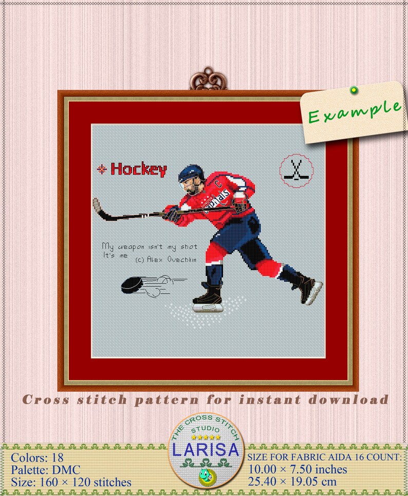 Hockey Cross Stitch Pattern Ice hockey Hockey player Etsy