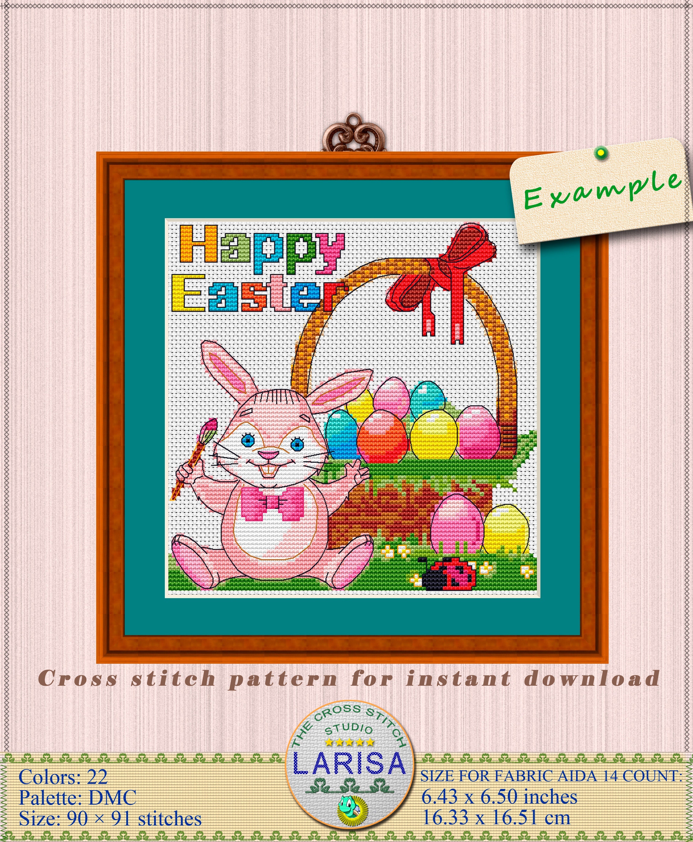 Happy Easter cross stitch pattern Etsy