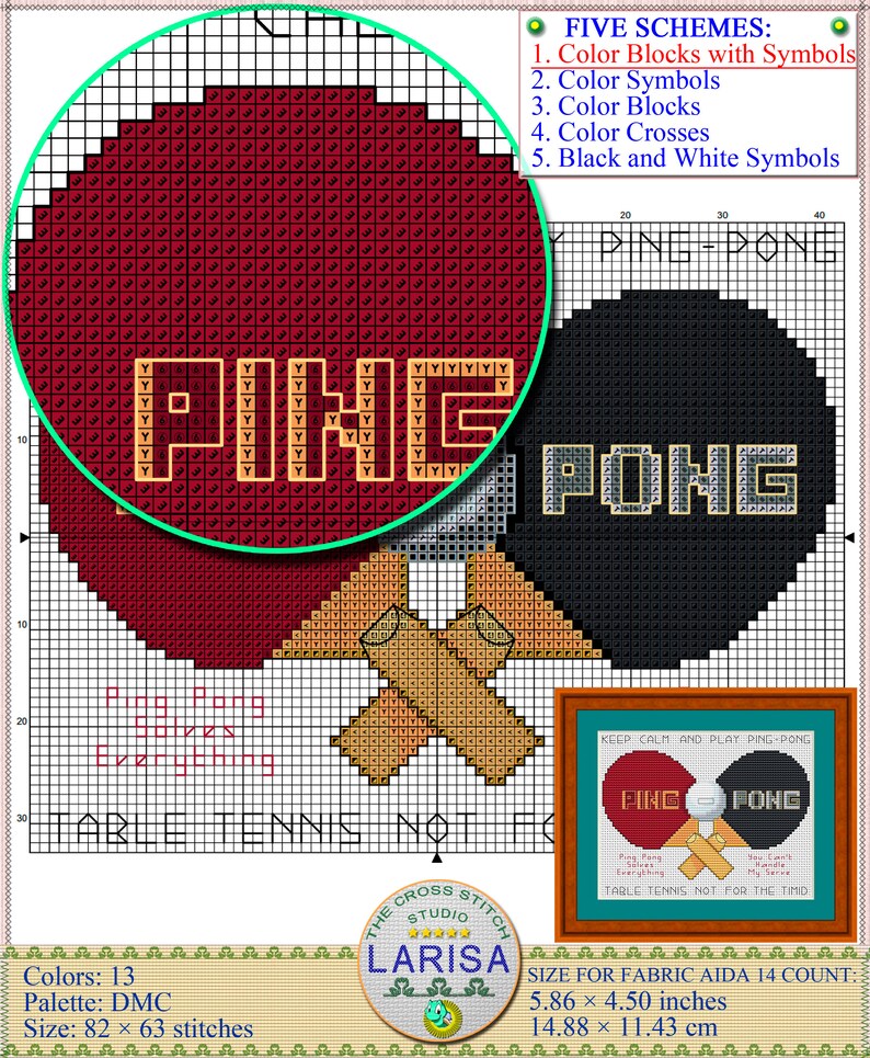 Table Tennis Cross Stitch Pattern Ping-pong Pingpong | Etsy